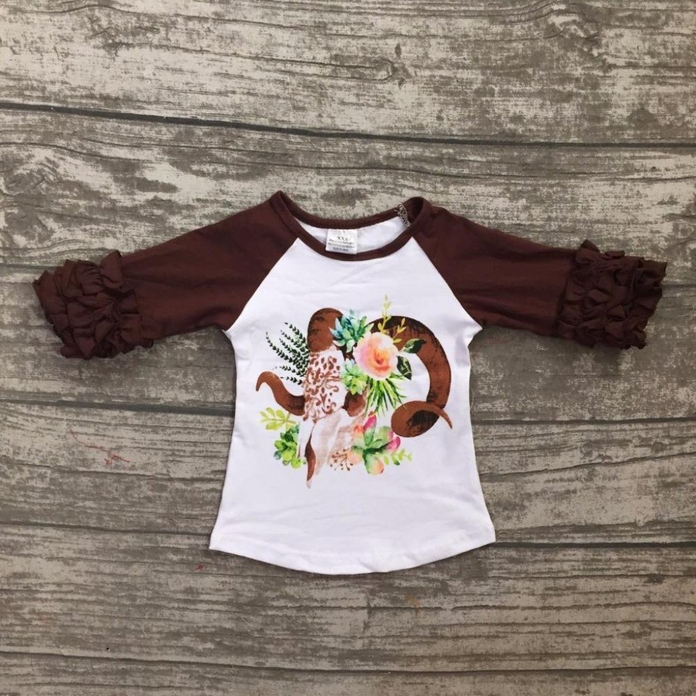 TDLR/YTH GIRLS LONGHORN/STEER HEAD COTTON RAGLAN